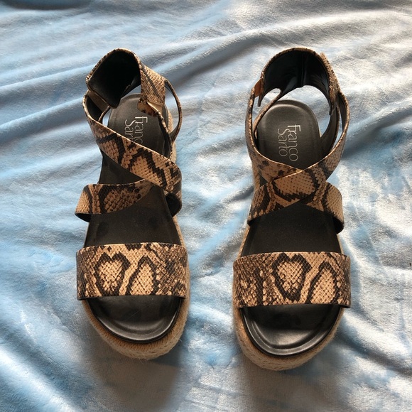 Reptile vegan leather sandals espadrilles platforms - Picture 9 of 14